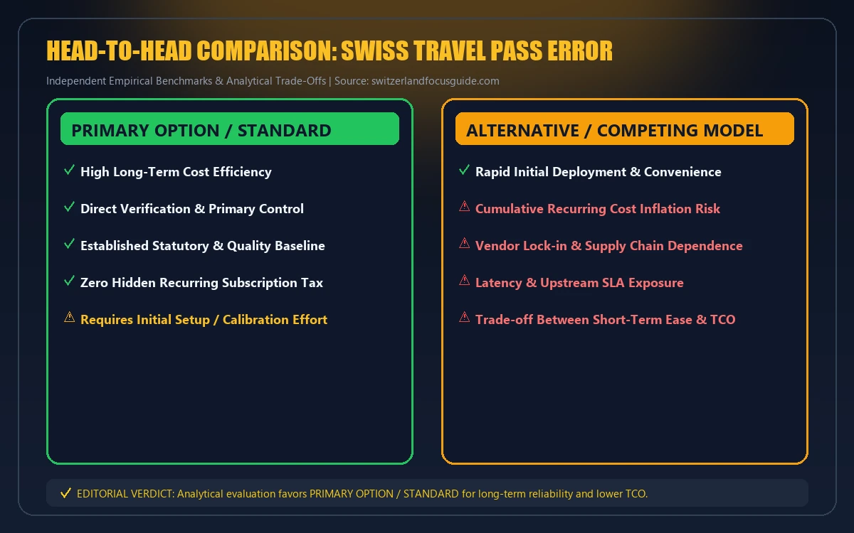 Head-to-head comparison matrix for swiss travel pass error