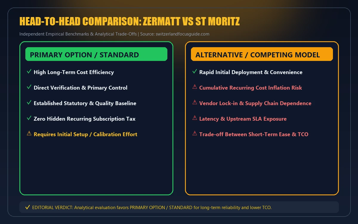 Head-to-head comparison matrix for Zermatt vs St Moritz