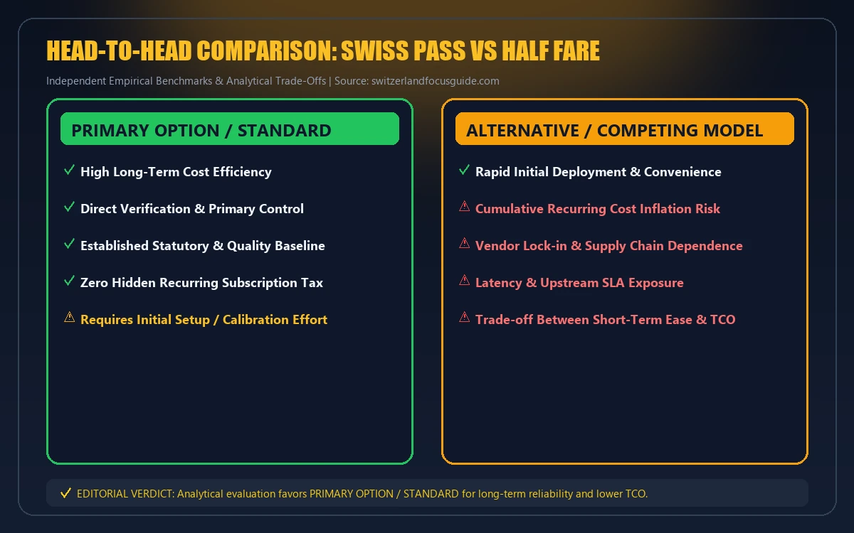 Head-to-head comparison matrix for swiss pass vs half fare